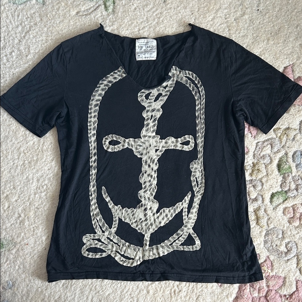 All Saints Black Anchor Graphic Tee